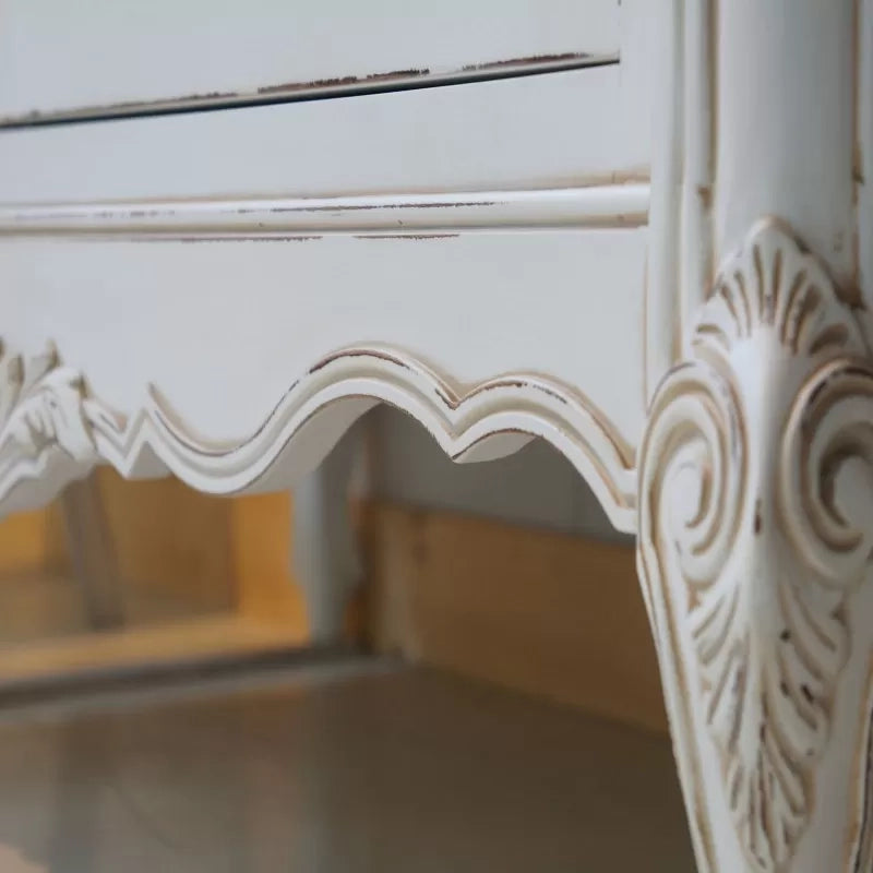 Credenza 2 porte 7 cassetti classica legno shabby bianco argento 190x62x107 - Mobili 2G