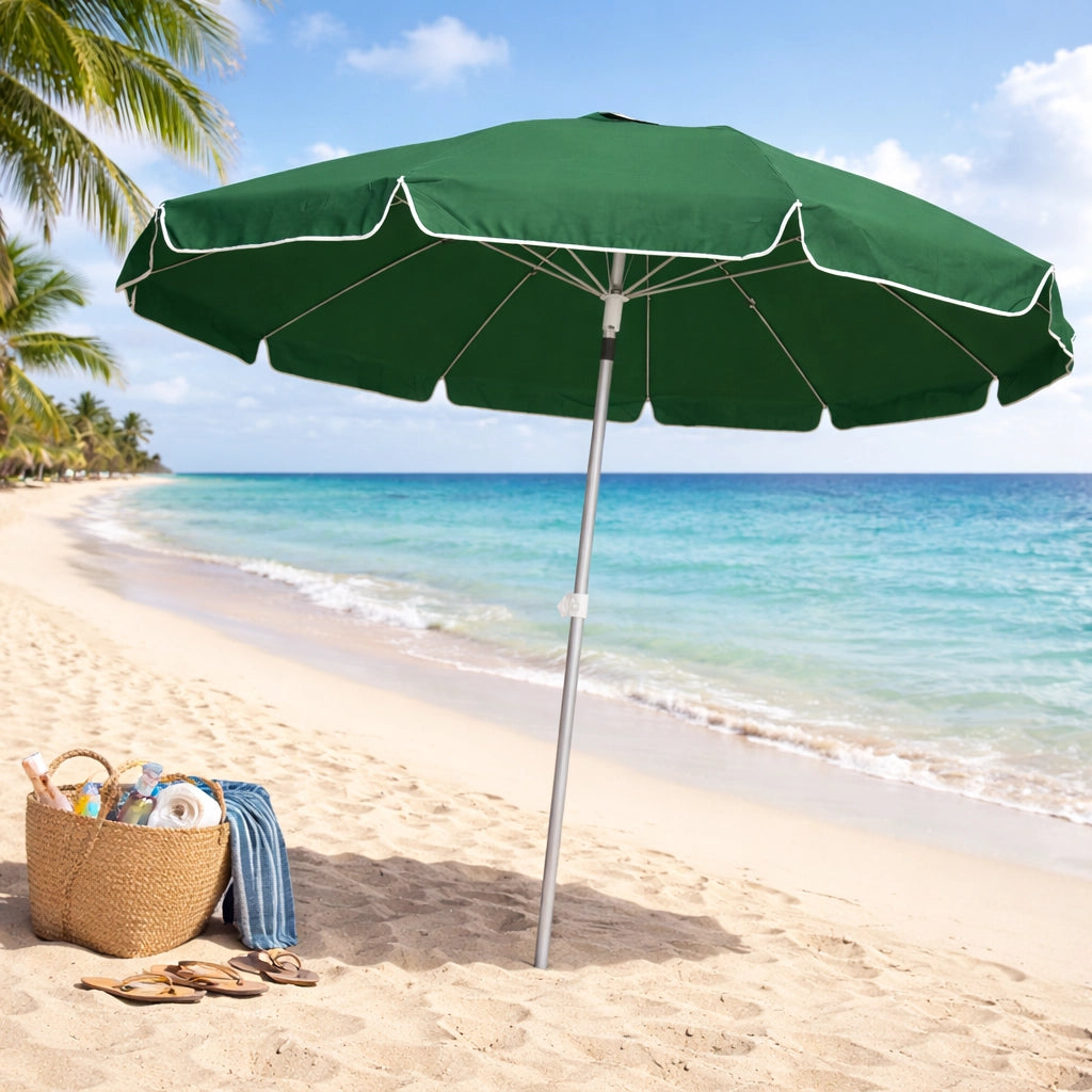 Ombrellone Mare Spiaggia 200 cm 12 Stecche Antivento Alluminio UV50+ Inclinabile Custodia