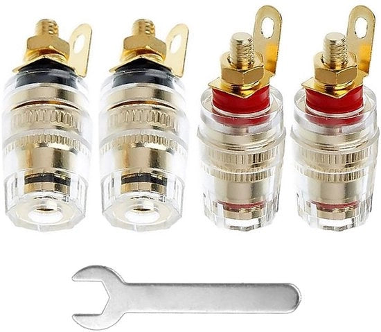 Set di 4 connettori Banana Plug con posti di fissaggio e attrezzi