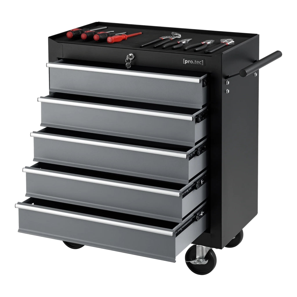 Carrello portautensili da officina con 5 cassetti 69 x 33 x 77,5 cm nero e argento 03_0008271