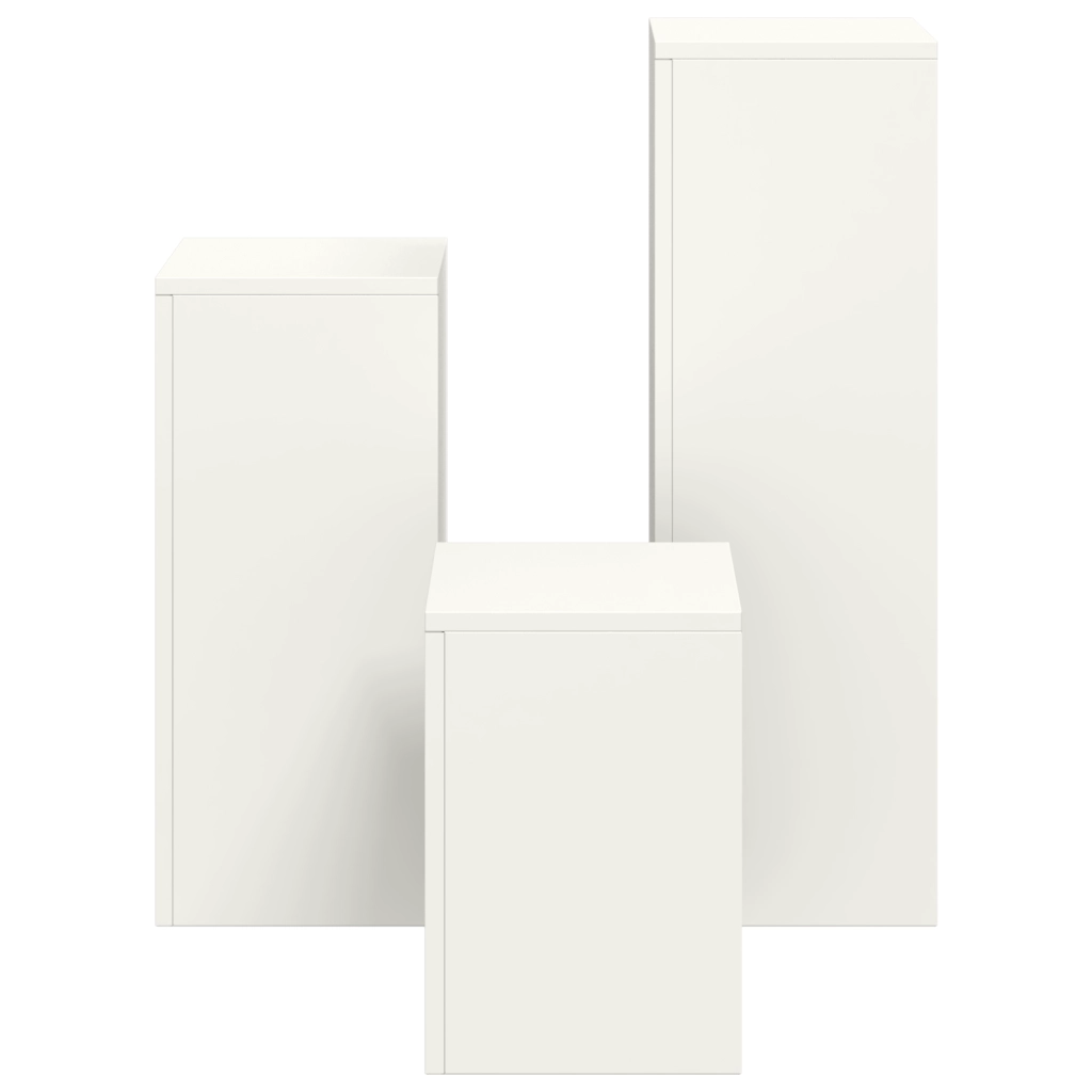 Supporti per Piante da Esterno Set di 3 in Acciaio Bianco