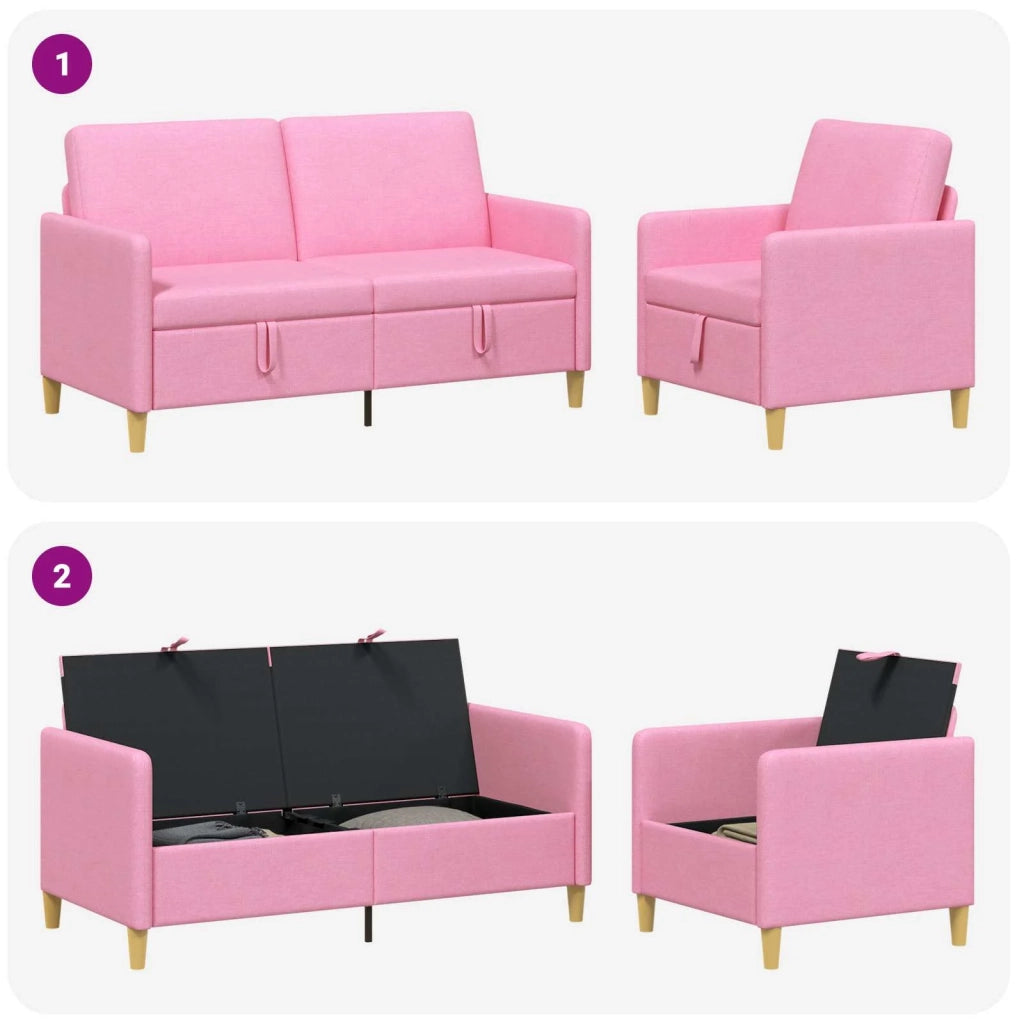 Set di Divani con Storage 2 pz Rosa Poliestere 3429188