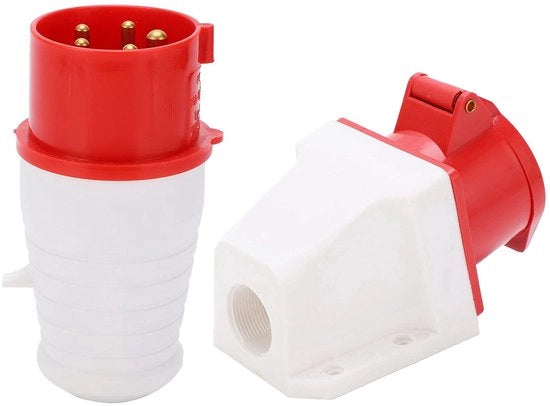 Connessione Industriale 3 Fasi - 16A 5 Pin - Impermeabile - IP44 - Plug Industriale - Adatto per l'Industria - Colore Standard