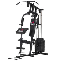 Stazione Fitness con Seduta e Schienale Imbottiti 135x103x210 cm in Acciaio e PU Nero