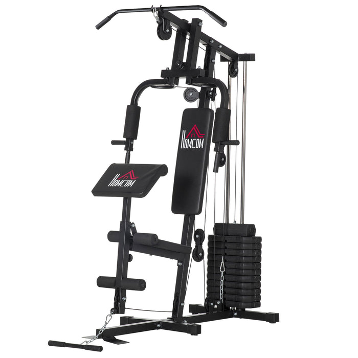 Stazione Fitness con Seduta e Schienale Imbottiti 135x103x210 cm in Acciaio e PU Nero