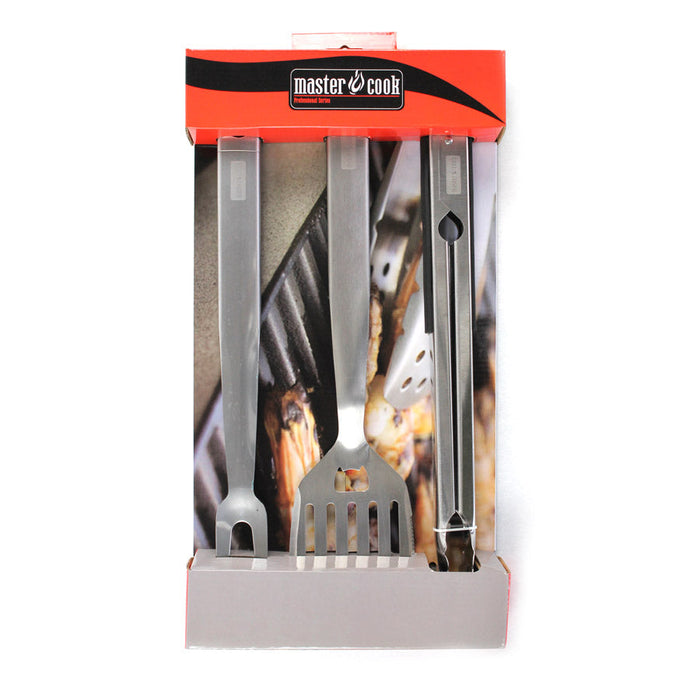 Set 3 Utensili Accessori per  Barbecue in Acciaio Master Cook