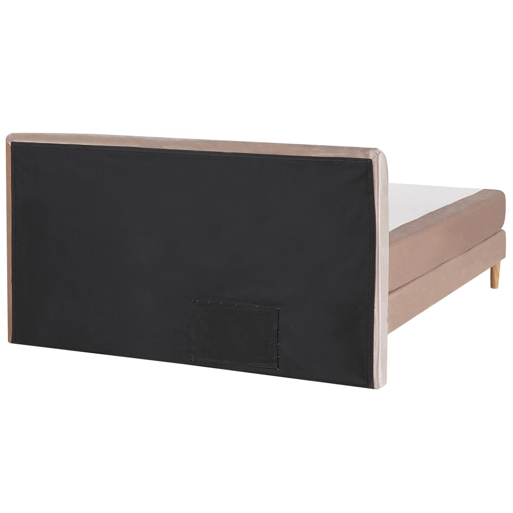 Letto Beige Velluto Tappezzeria 160 x 200 cm Continentale Con Materasso Testiera Box Molle