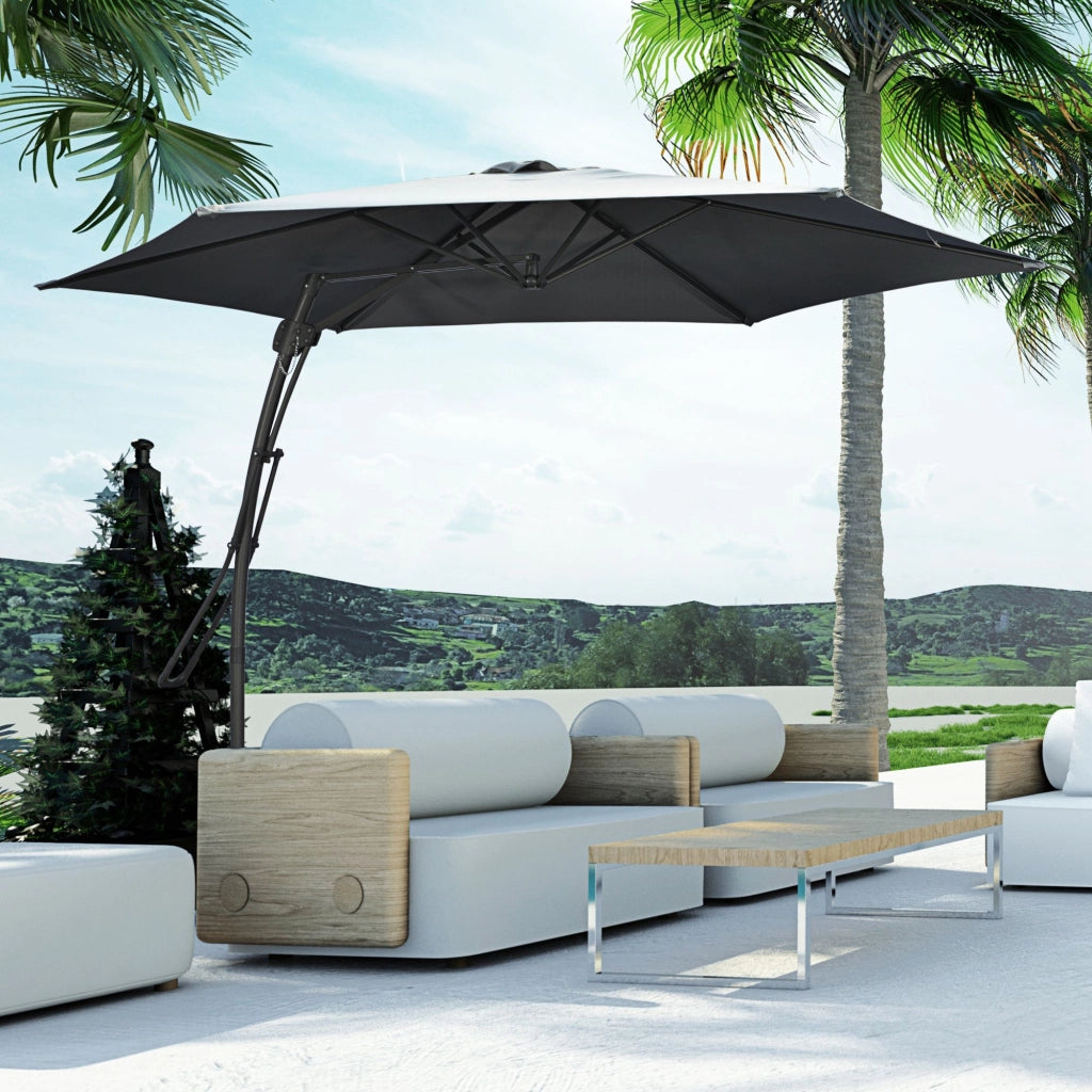 Ombrellone da Giardino ?293cm con Base a Croce ¨C zephmum ¨C Grigio Scuro Antracite