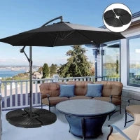 Base per Ombrellone a Braccio da 4 Pezzi in HDPE Riempibili con Acqua e Sabbia, Ø100x8 cm, Nero
