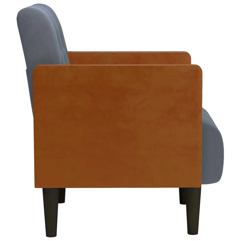 Divano Sedia con Braccioli Grigio Scuro 55 cm in Velluto