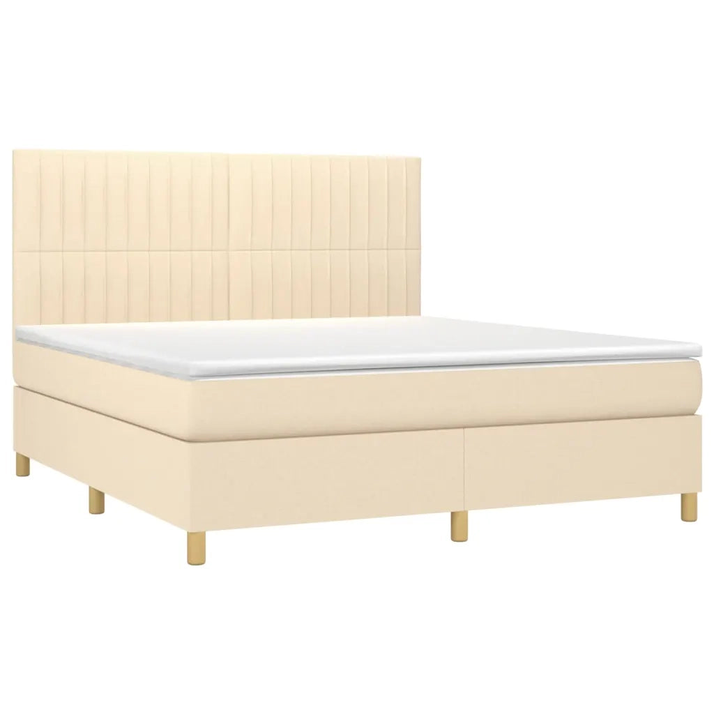 Letto a Molle con Materasso e LED Crema 180x200 cm in Tessuto 3135618