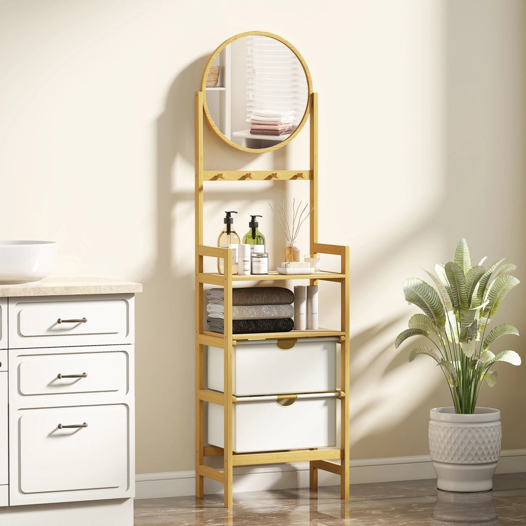 Mobile Bagno con Specchio e Cassetti ¨C Zephmum ¨C Legno Bamb¨´ 48.5x30x170 cm