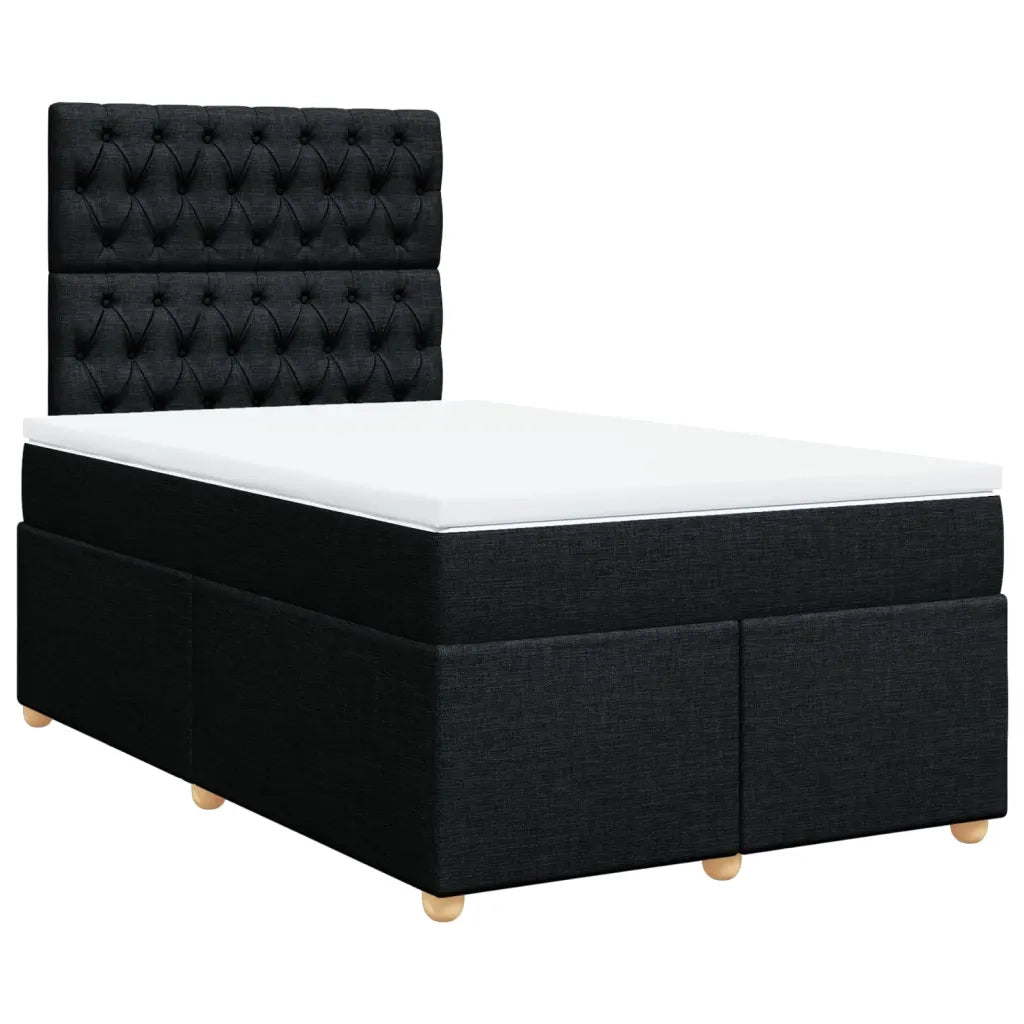 Giroletto a Molle con Materasso Nero 120x190 cm in Tessuto