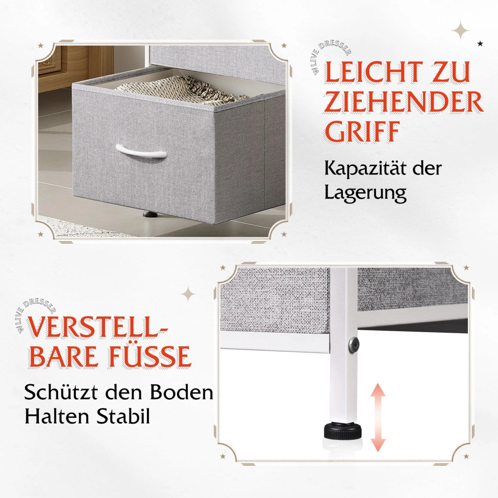 Cassettiera con 3 cassetti in tessuto ¨C zephmum ¨C grigio chiaro 60x40x80