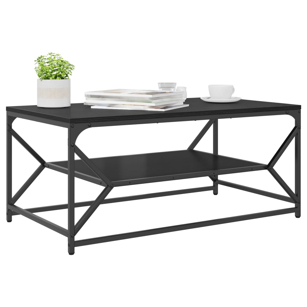 Tavolino da caffÃ¨ con ripiano in rovere nero 90x50x40 cm