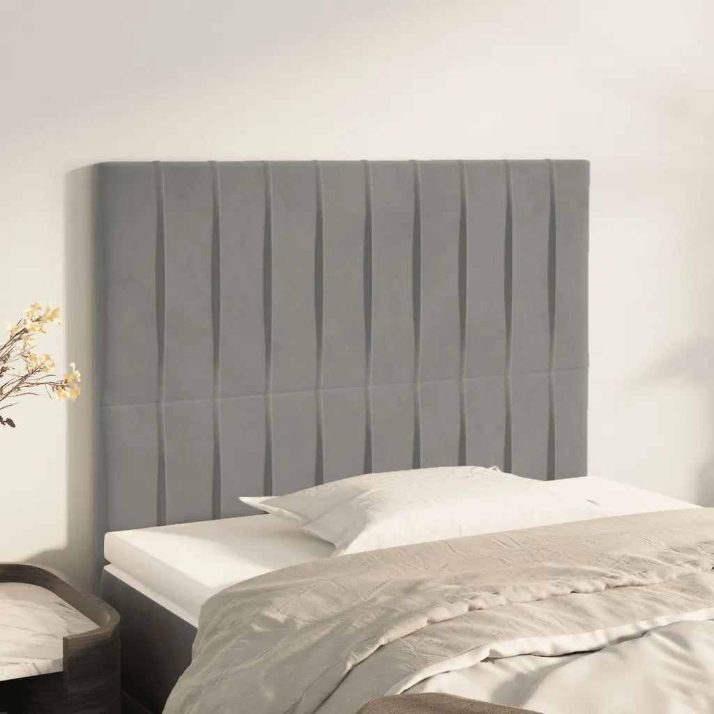 Testiera | Testata Grigio Chiaro 100x5x118/128 cm Velluto
