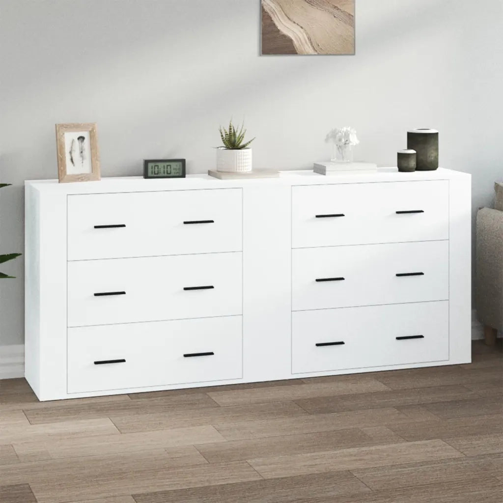 Credenze 2 pz | Madia | Buffet da pranzo | Armadio da pranzo Bianche in Legno Multistrato