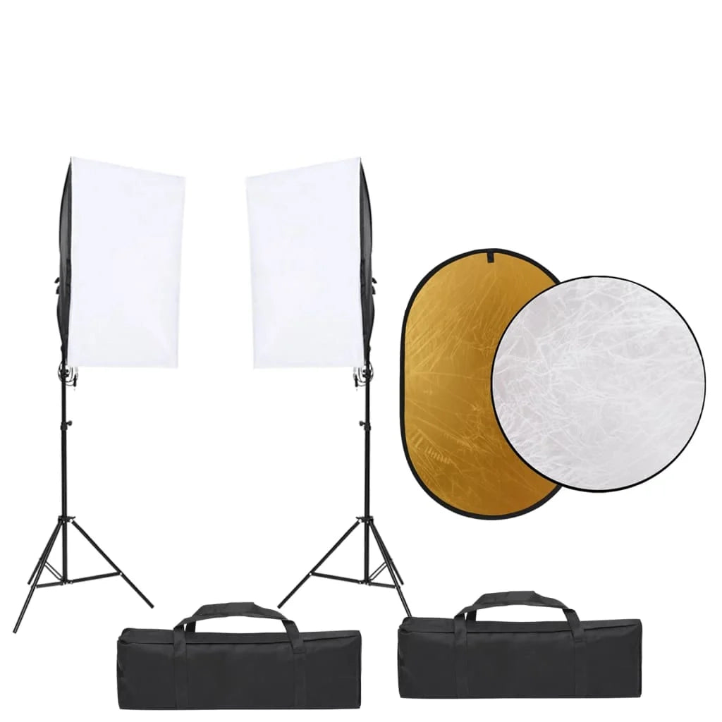 Kit per studio fotografico con illuminazione fondale e riflettore nero 02_0042471