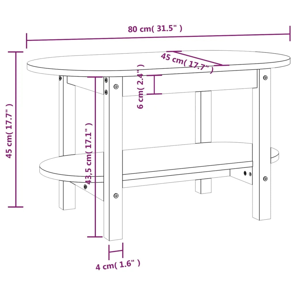 Tavolino da Salotto Grigio 80x45x45cm in Legno Massello di Pino cod mxl 20643