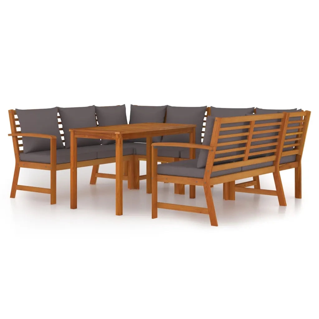 Set da Pranzo Giardino 7pz con Cuscini Legno Massello di Acacia 3154975