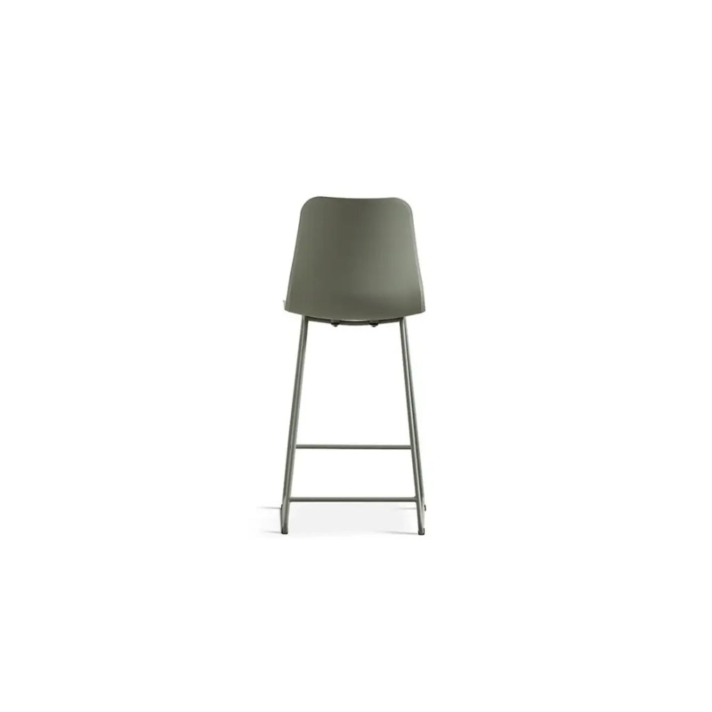 Sedia da bancone MARIO - PP verde-grigio - Gambe in metallo - Altezza 100,5 cm - Stile moderno