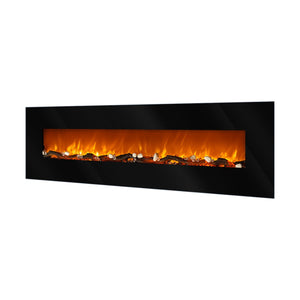 Camino Elettrico da Parete 55x182,2x14 cm Effetto Fiamma 1500W Elit