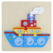 Trade Shop - Puzzle 3d Blocchi Legno Forma Di Nave Educativo Colorato Gioco Bambini Barca -