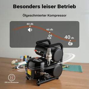 Compressore aerografo HO-826, aria compressa 45-52 l/min, compressore per pistola aerografo, serbatoio olio da 2000 ml, 3-8 bar per aerografia