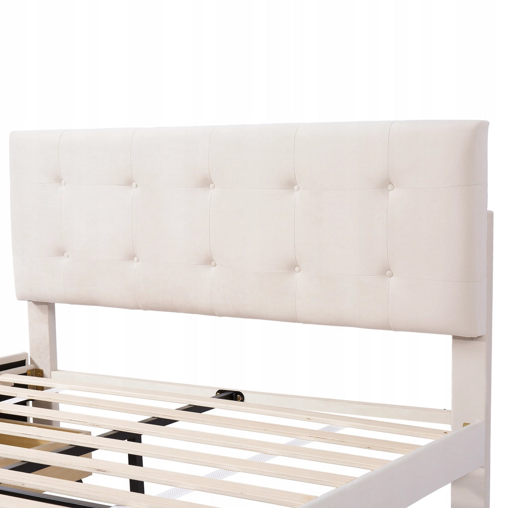 Letto con contenitore 140x200 - Xylo - Velluto beige con cassetti