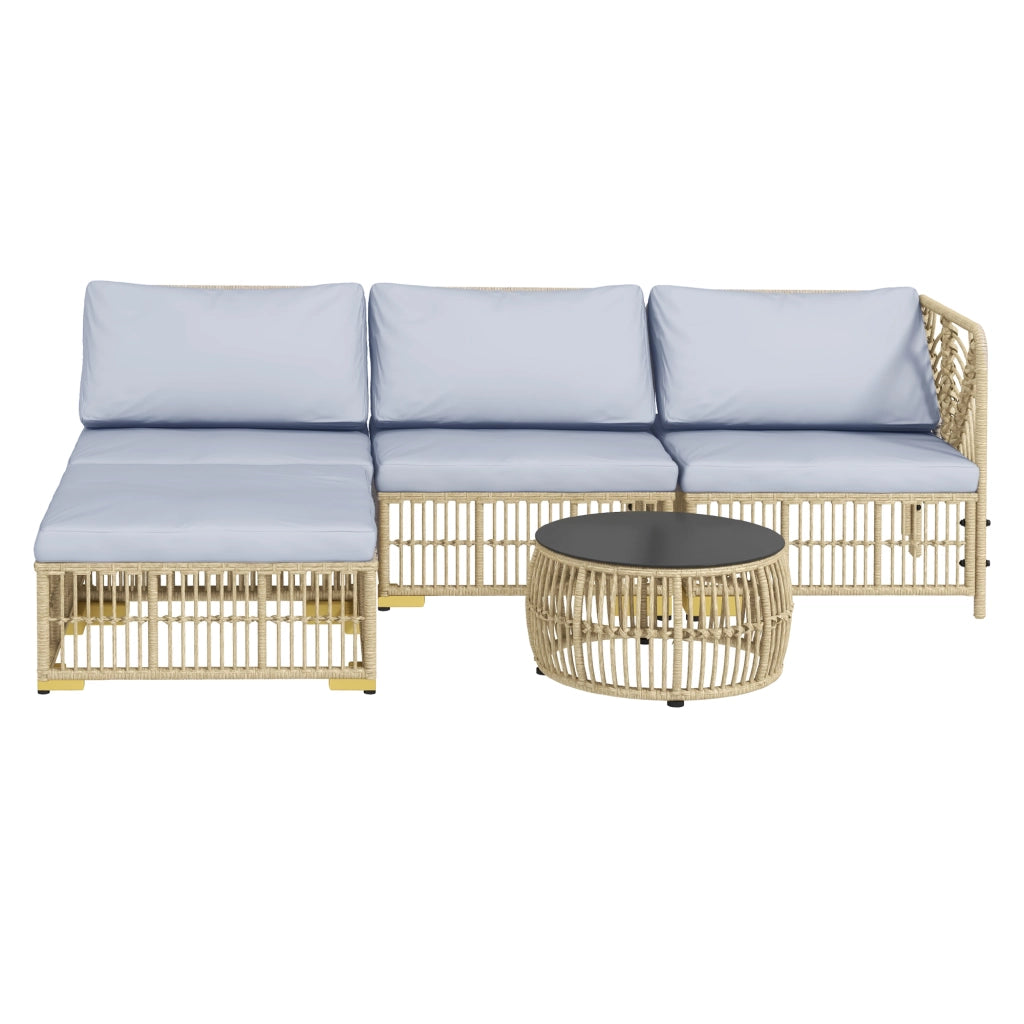 Set da giardino 5 pezzi con cuscini ¨C zephmum ¨C polyrattan grigio chiaro