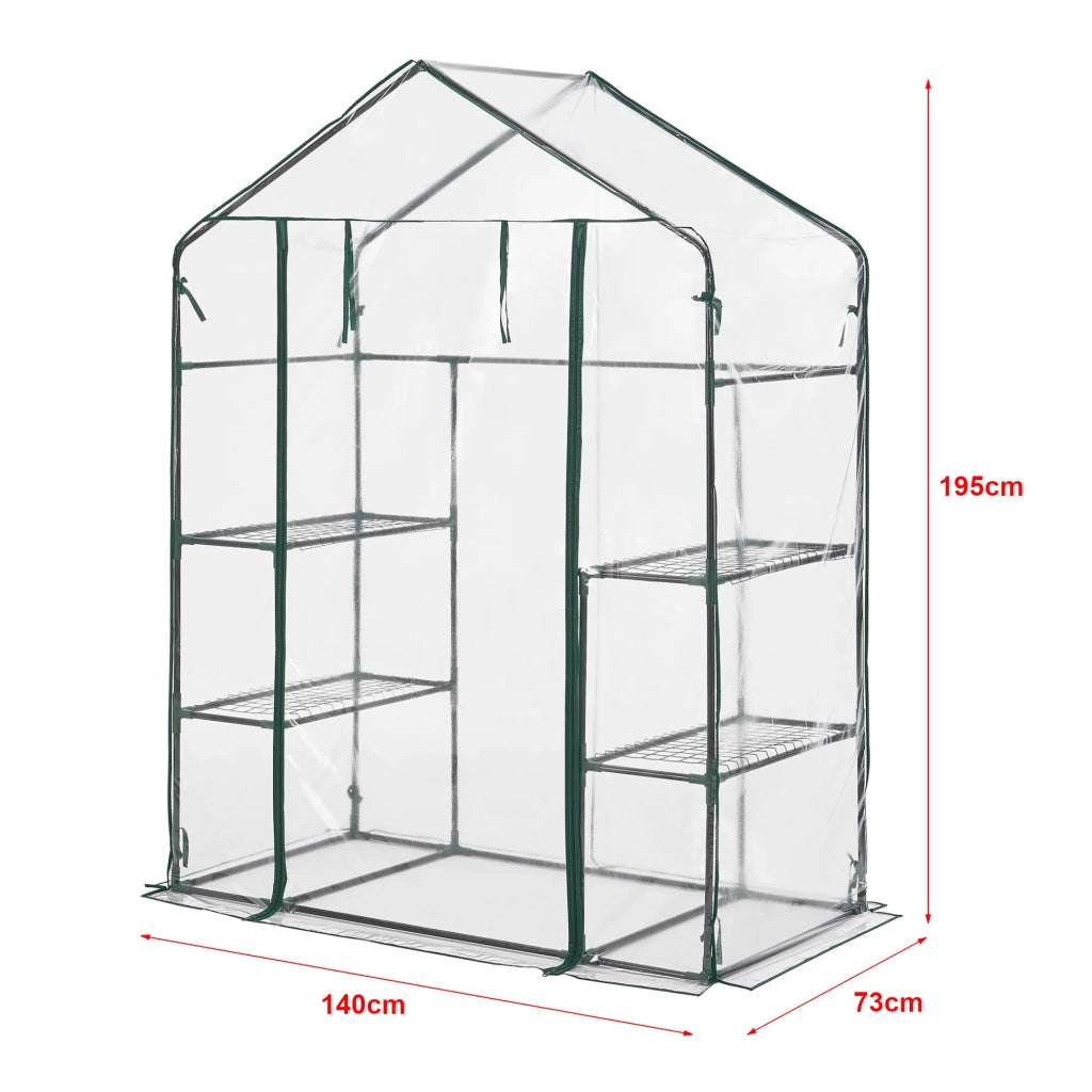 Serra da giardino in acciaio e PVC con ripiani integrati 140 x 73 x 195 cm 03_0008250