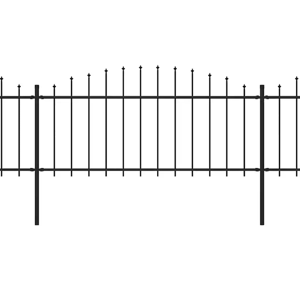 Recinzione Giardino Punta a Lancia (0,5-0,75)x3,4m Acciaio Nera 277704