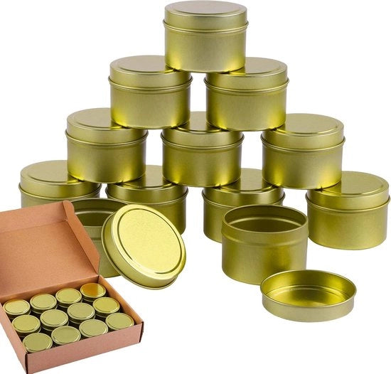 Bacchette Metalliche per Candelabri - contenitori per candele vuoti - con coperchi - 12 pezzi - 2 oz - piccoli contenitori di conservazione - creazione di candele DIY - per artigianato e hobby, viaggi/camping, feste e altro
