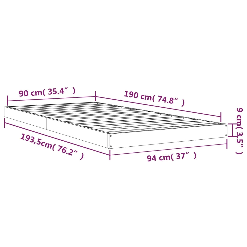 Giroletto Bianco 90x190 cm Single in Legno Massello di Pino 823480