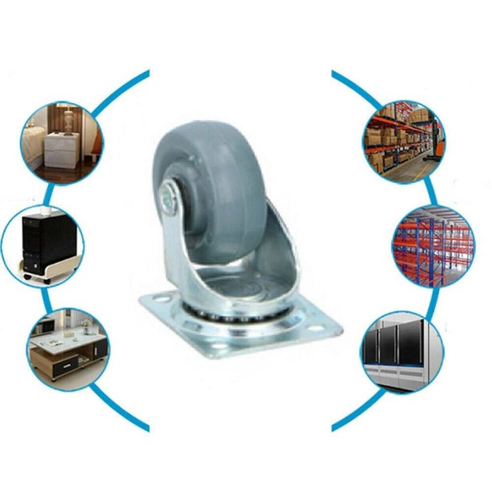 Trade Shop - Set 4 Ruote Girevoli Multiuso Per Mobili Carrello 5 Cm Rotelle In Gomma Grigio -