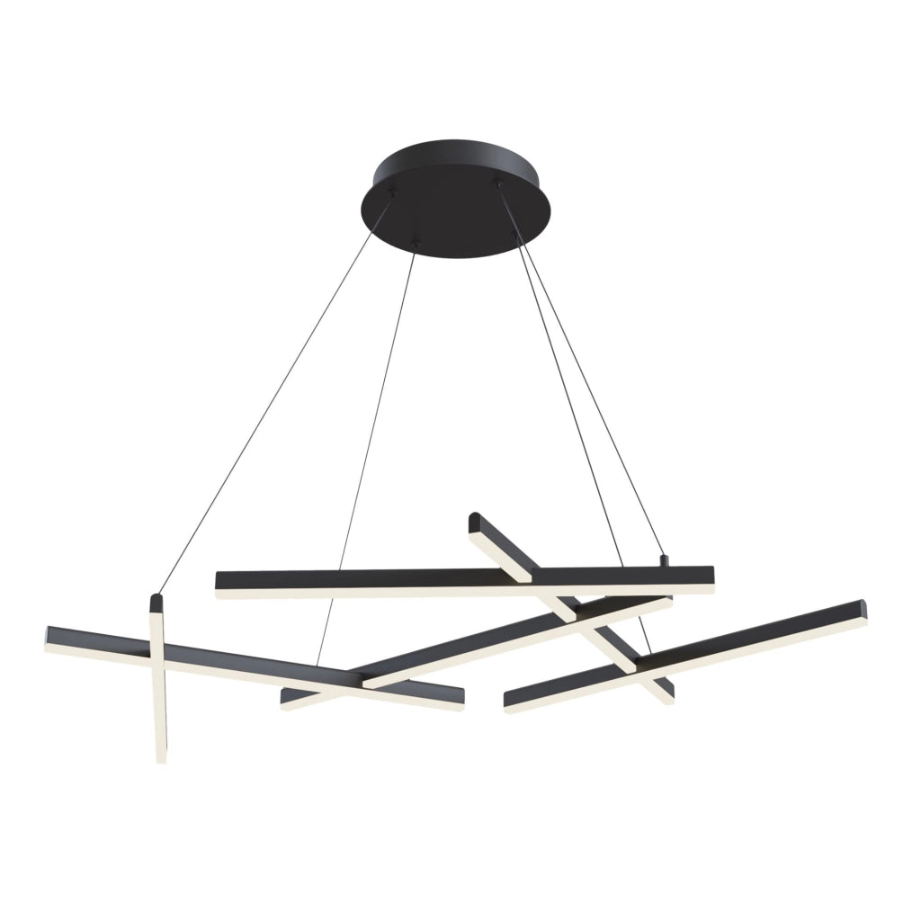 Maytoni Lampadario moderno Line 6 luci LED integrato nero alluminio diffusore acrilico