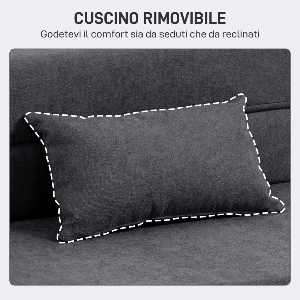 Poltrona Letto Pieghevole Convertibile in Chaise Longue 80x80x64 cm con Materasso in Velluto Grigio Scuro