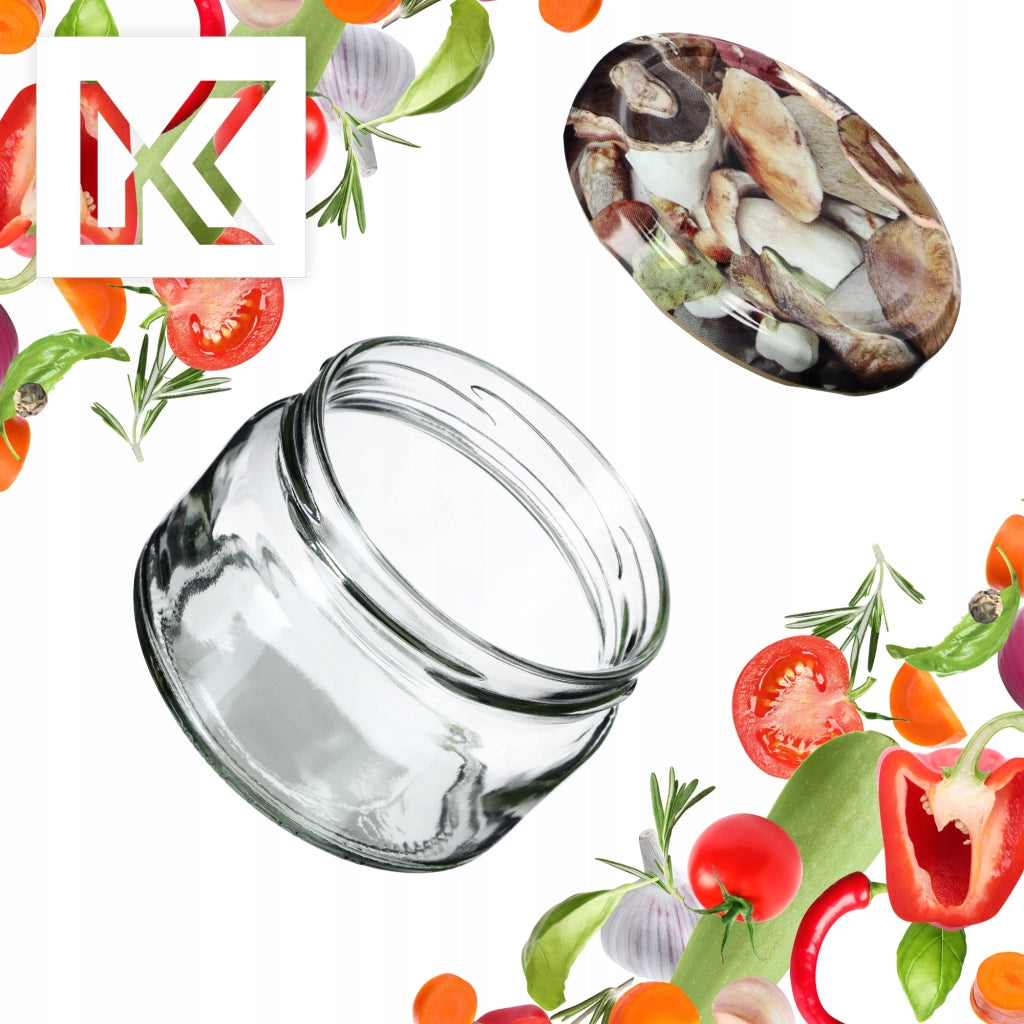 KADAX Denia barattoli per conserve 250ml 10 pezzi 82mm + coperchio "Funghi"