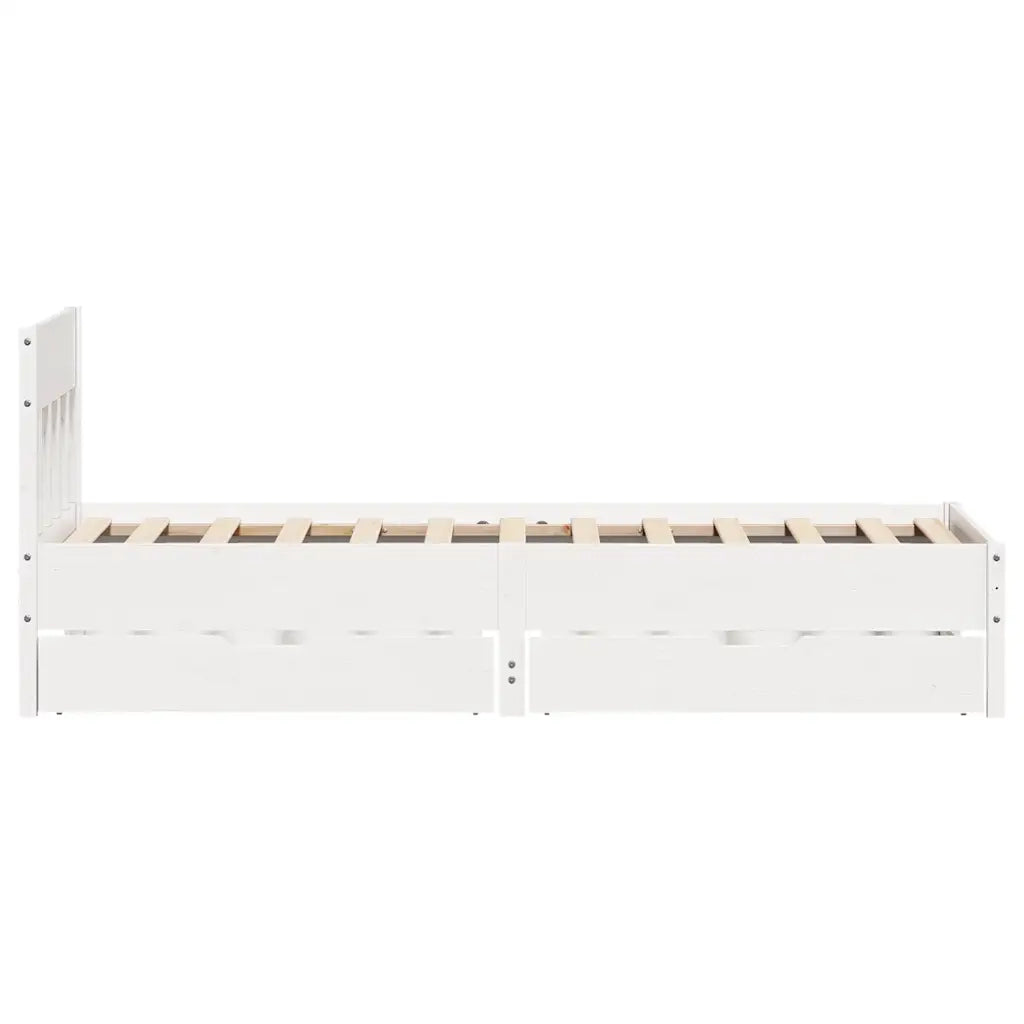 Letto senza Materasso Bianco 75x190 in Legno Massello di Pino