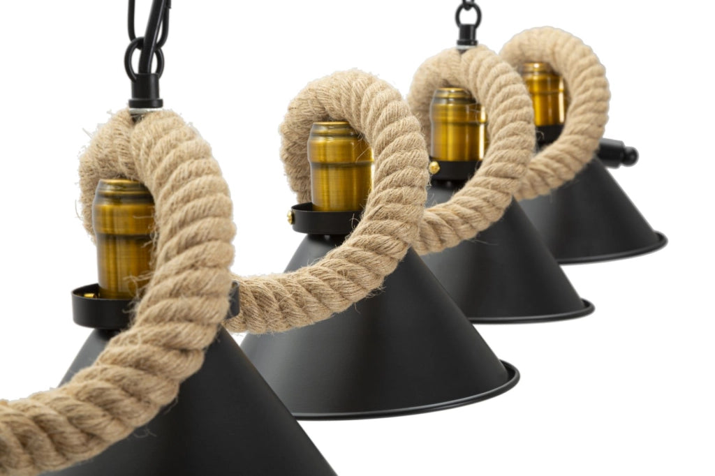 Lampadario Moderno Cup/Rope con 5 Luci 130x20x80 cm