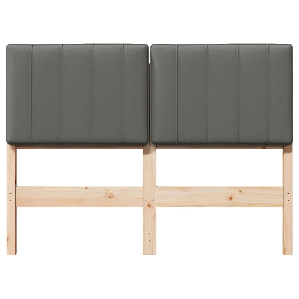 Testiera imbottita Marrone e Grigio Chiaro 120 cm Pino massello