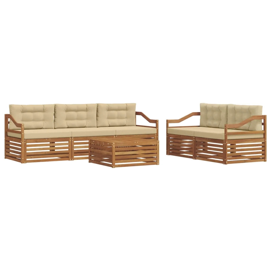 Set di divani da esterno con cuscino 6 pcs Naturale e Beige
