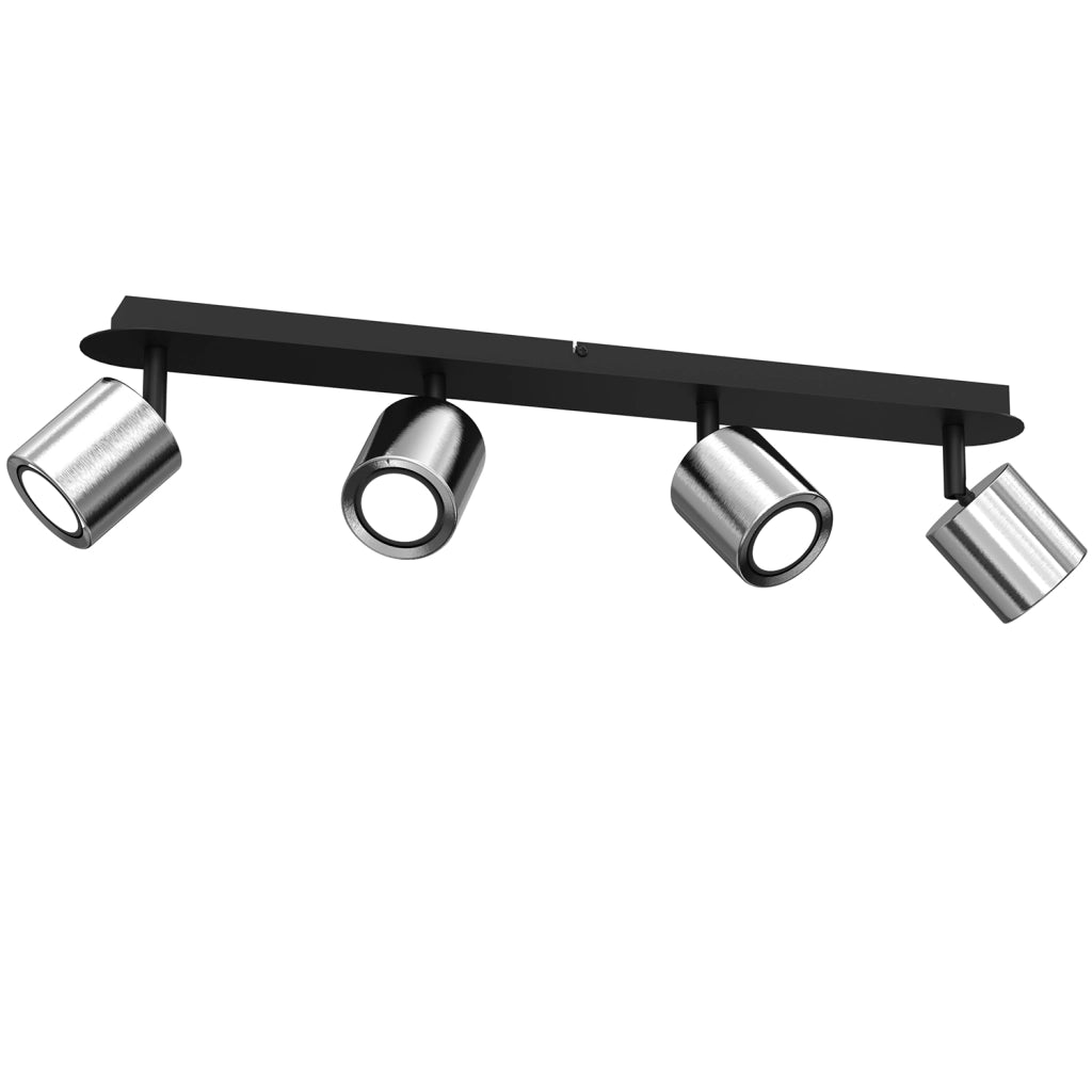 Plafoniera barra nera 4 spot GU10 orientabili Demia Luminex
