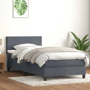 Letto a Molle con Materasso e LED Grigio Scuro 90x220 cm Velluto 3316720