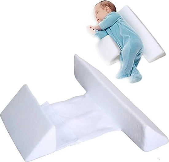 Cuscino contro il rovesciamento Adatto per bambini, cuscino per lettino laterale, cuscino di posizionamento per bambini a tre angoli, bianco