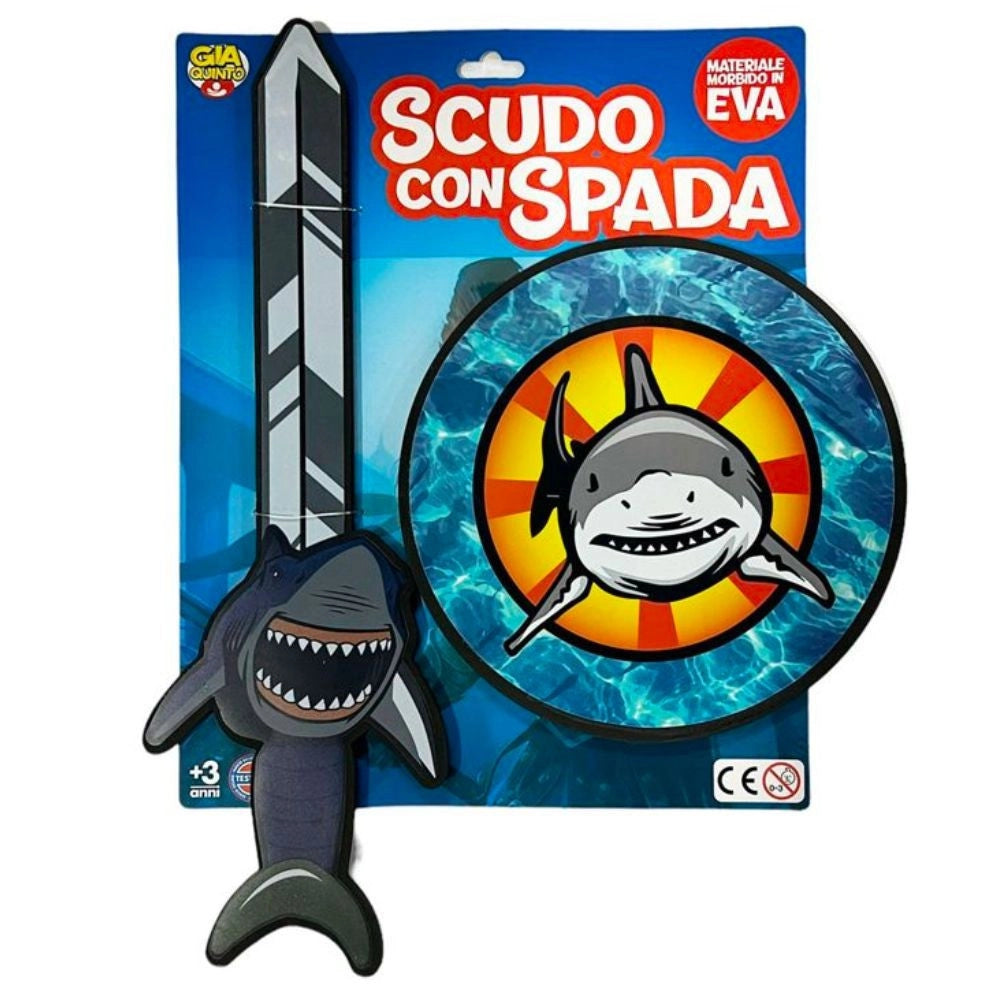 Trade Shop - Scudo Con Spada Modello Con Leone Tigre Oppure Squalo Gioco Per Bambini Di 3+ -