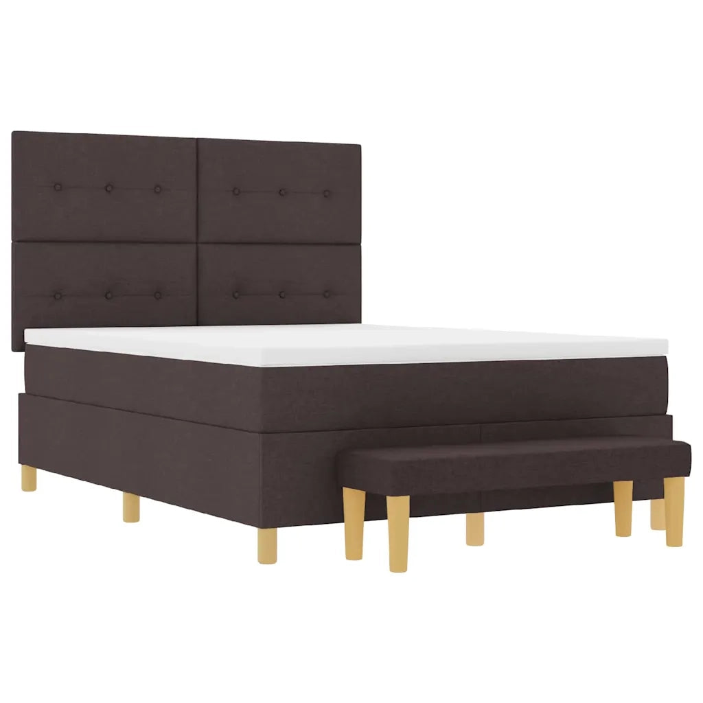 Letto a molle con materasso Marrone scuro 140 x 190 cm Tessuto