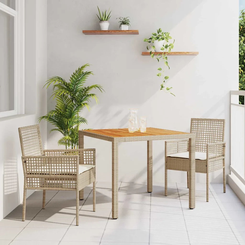 Set da Pranzo per Giardino 3 pcs Beige polyrattan 3334917