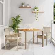 Set da Pranzo per Giardino 3 pcs Beige polyrattan 3334917