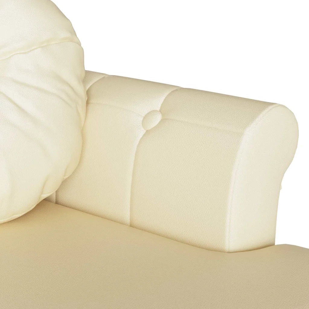 Panca Chesterfield-Sgabello-Divano Crema 120,5 x 65 x 75 cm Pelle Sintetica